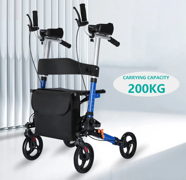 Portable Walking Crutch Disabled Walker Foldable Lightweight Adult Standing Walker With Wheels Walking Aids Frame
