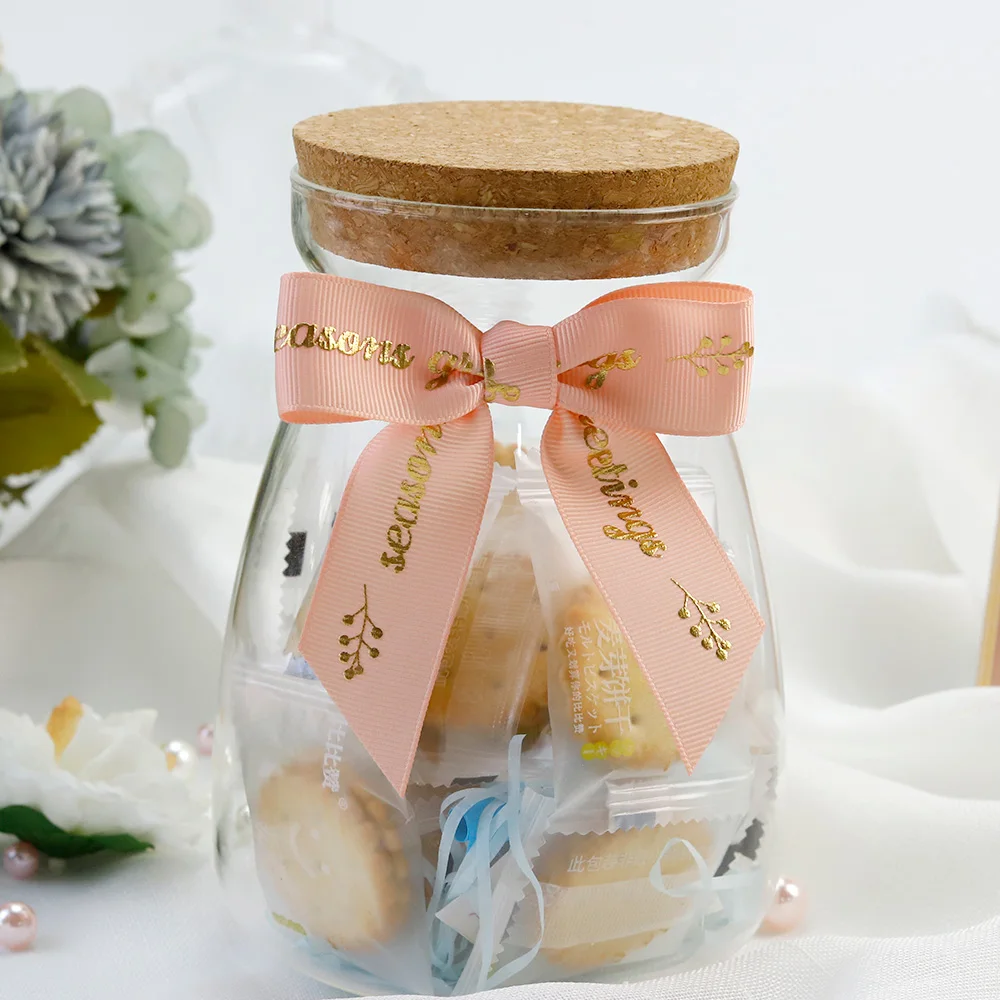 Hot sale pre tied printing shiny logo ribbon bow for gift wrap