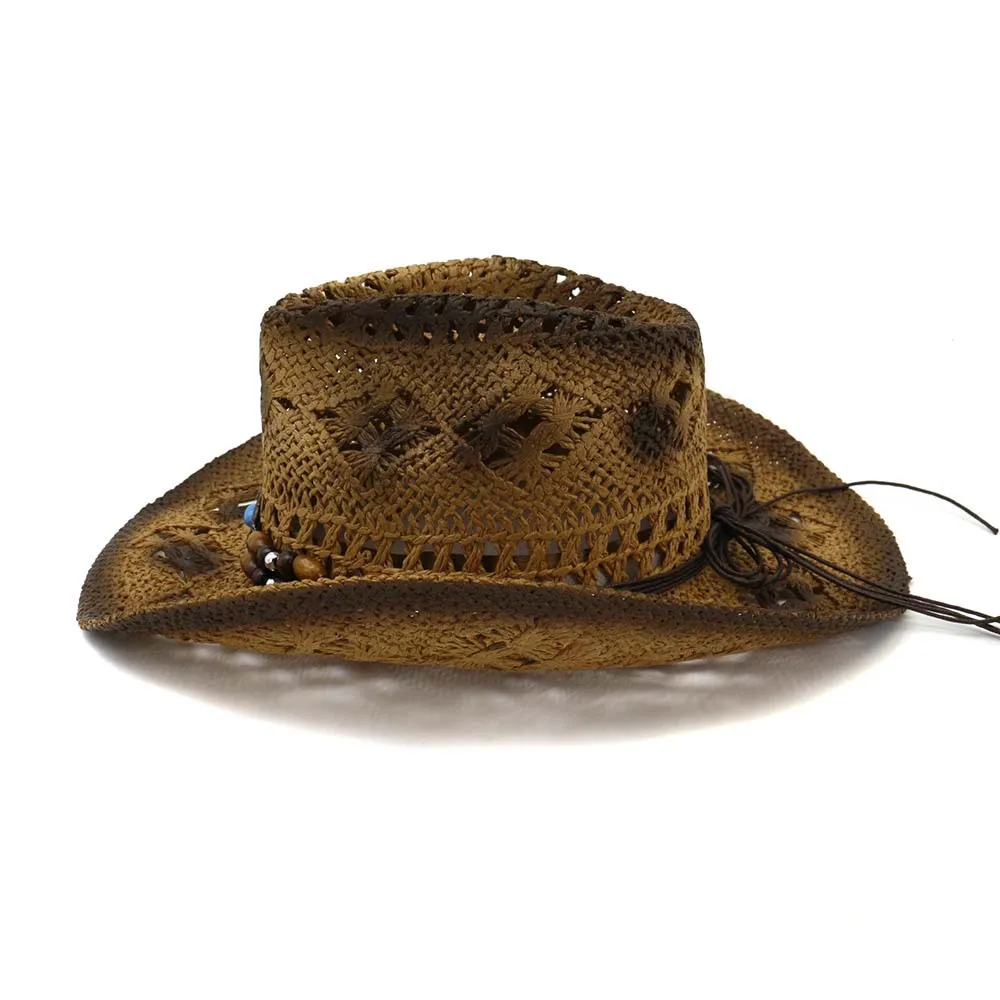 New Outdoor Beach Shade Western Hat Bands High Quality Women Straw Cowboy Hats