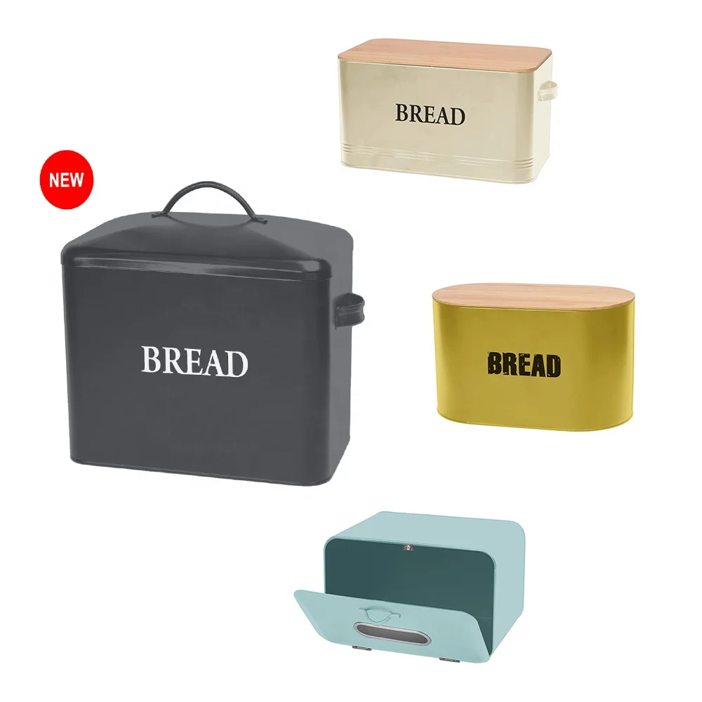 Metal Kitchen Food Storage Box 5pc Bread Bin And Tea Coffee Sugar Biscuit Canister Sets