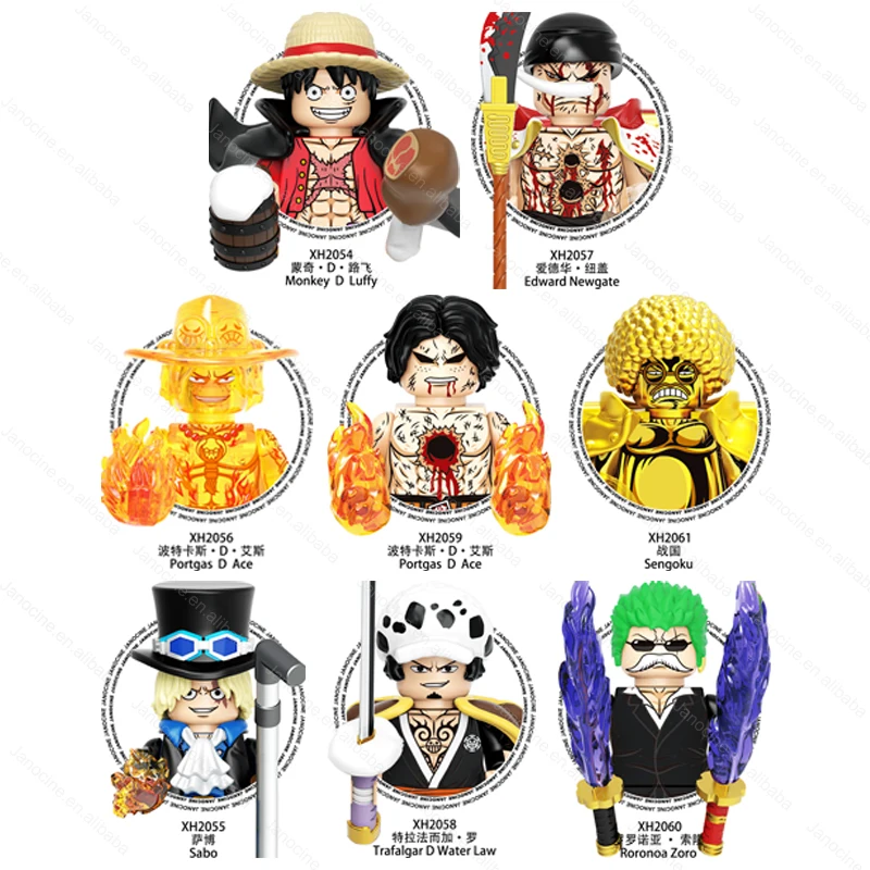 X0355 Japanese Anime Series Mini Bricks Set Luffy Sabo Ace Zoro Law Cartoon Minifigs Kids DIY Toys Building Blocks Gifts