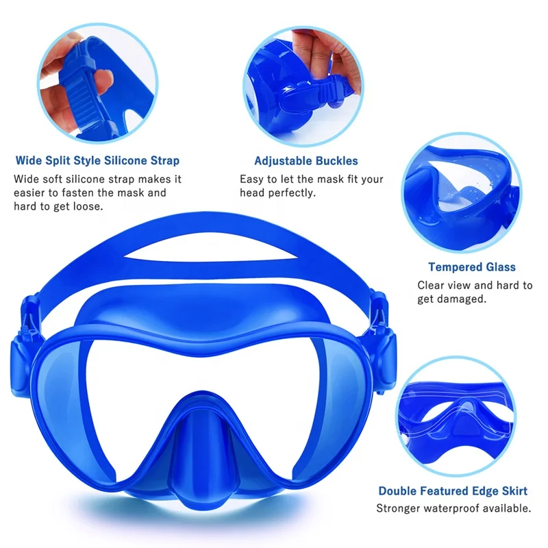 Adult Scuba Diving Mask Snorkel Diving Equipment Goggles Anti Fog Frameless Diving Mask Underwater Prescription Snorkeling Mask