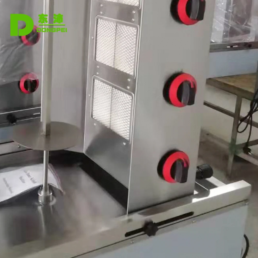 Commercial restaurant equipment automatic kebab maker machine  Stainless steel 4 burners gas vertical shawarma broiler for sale