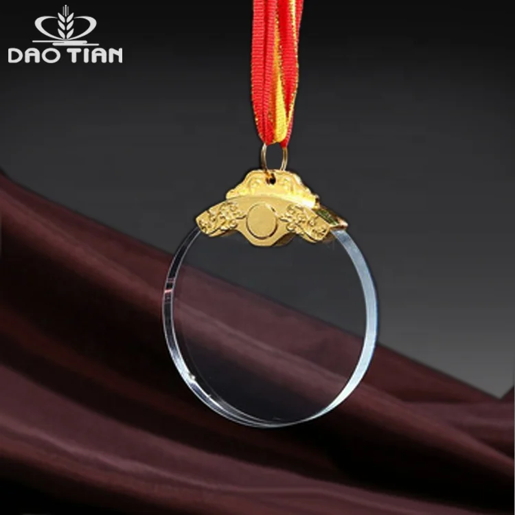 DT wholesale custom 3d engraved 60mm 70mm 80mm crystal glass Advertising medals gifts for your partner or company year-end gifts