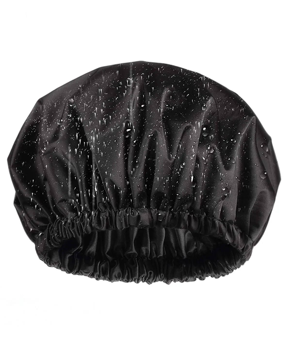 Extra large reusable waterproof satin shower cap for curly hair