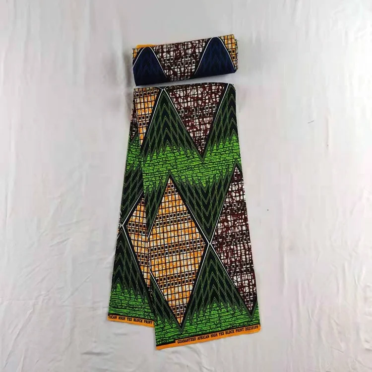 New ArrivalMaterial African Cotton Polyester Wax Stock cloth Prints Fabric Real Wax 6 Yards