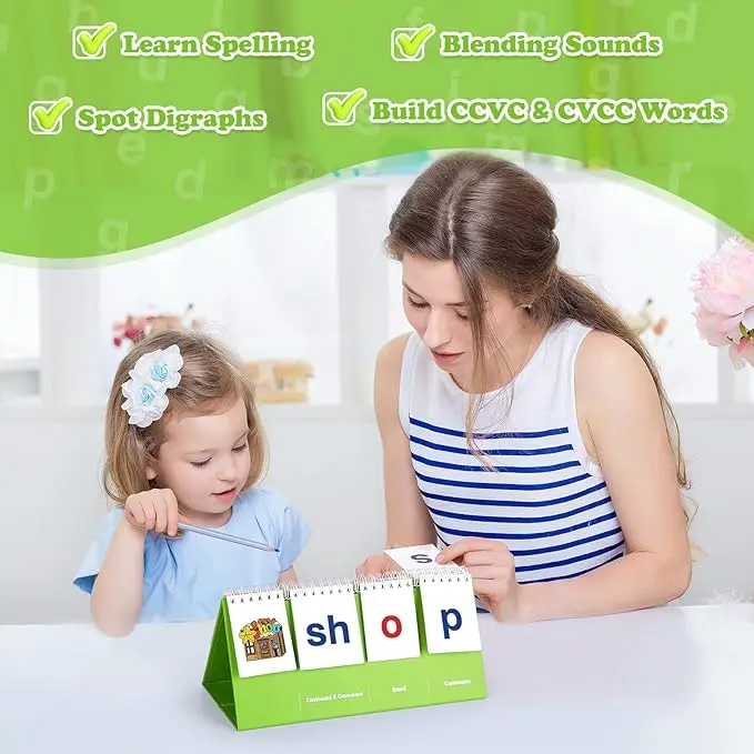 CCVC Word Builder Phonics Games Flash Card for Preschool Kindergarten Classroom Special Education Reading