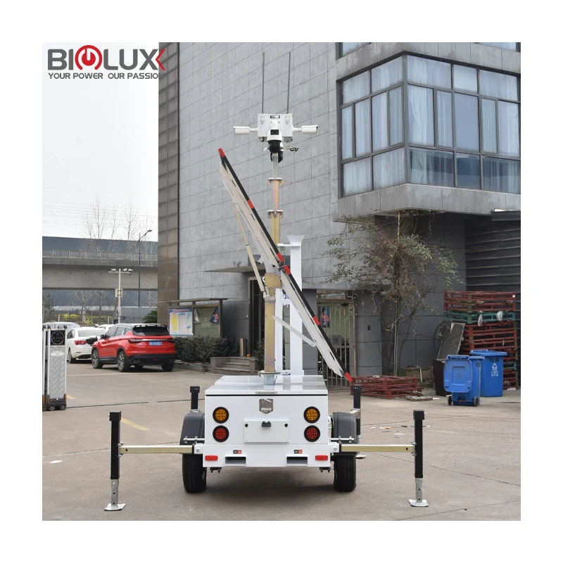 Solar-powered Portable Versatile Self-sufficient  Maintenance-free Outdoor Mobile 24/7 Surveillance trailer mounted CCTV