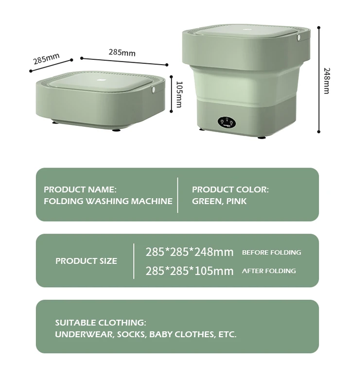 
Wholesale Durable Using Small Floor Space Portable Mini Folding Washing Machine 