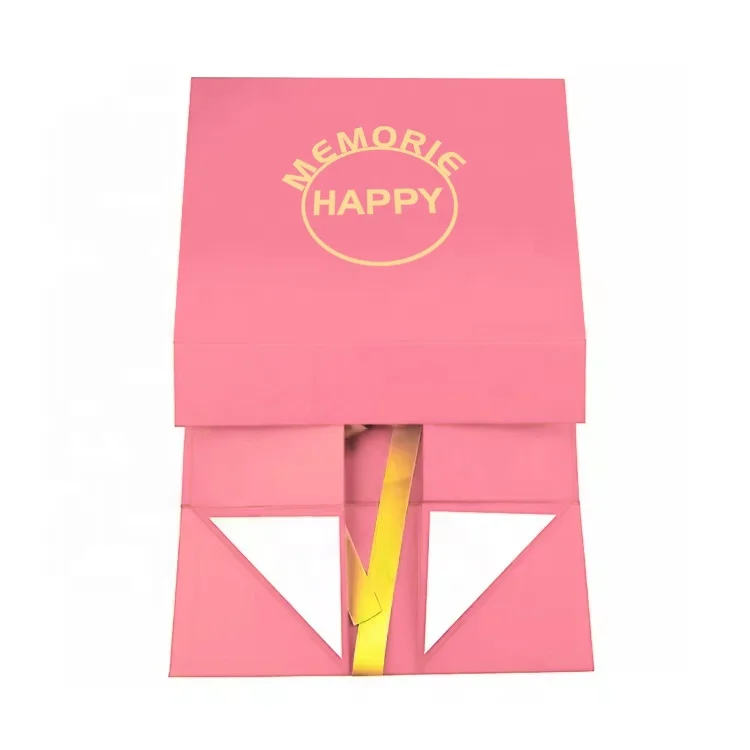 Space Saving 35x24x6cm Rose Gold Foil Logo Boxes Packaging Box Gift