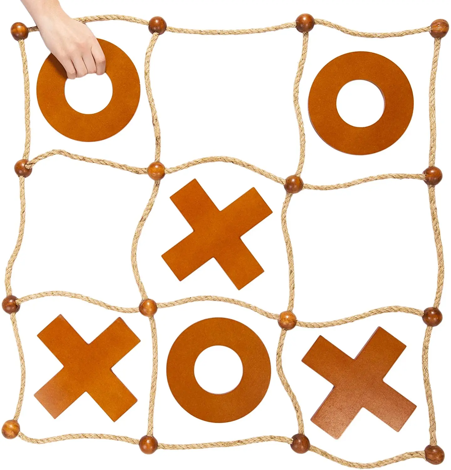 Игра на открытом воздухе деревянная игра Tic Tac Toe большие деревянные кресты и с веревкой для детей взрослых