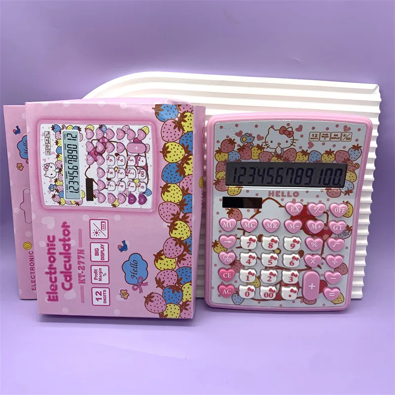 Yubon Hello Kt Pink Calculator Color Box Cartoon Sanrios KT Cat Electronic Calculators For Students School Supplies Stationery
