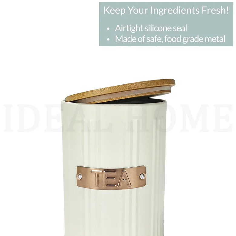 White color Cookie Sugar & Coffee Jar Plus Cutting Board Kitchen 4pc Storage Canister Set Bamboo Lids- Includes Bread box