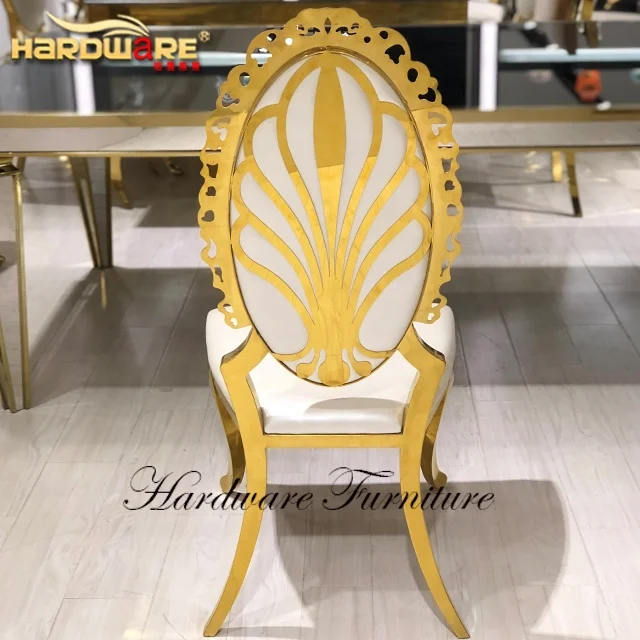 High back metal frame dining gold luxury stainless steel wedding chairs