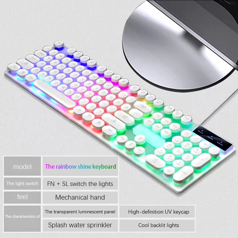 OEM White Kit Teclado Y Mouse Gamer Wired Klavye Rgb Led Backlight Clavier Souris Gameur Set Gaming Mouse and Keyboard Combo