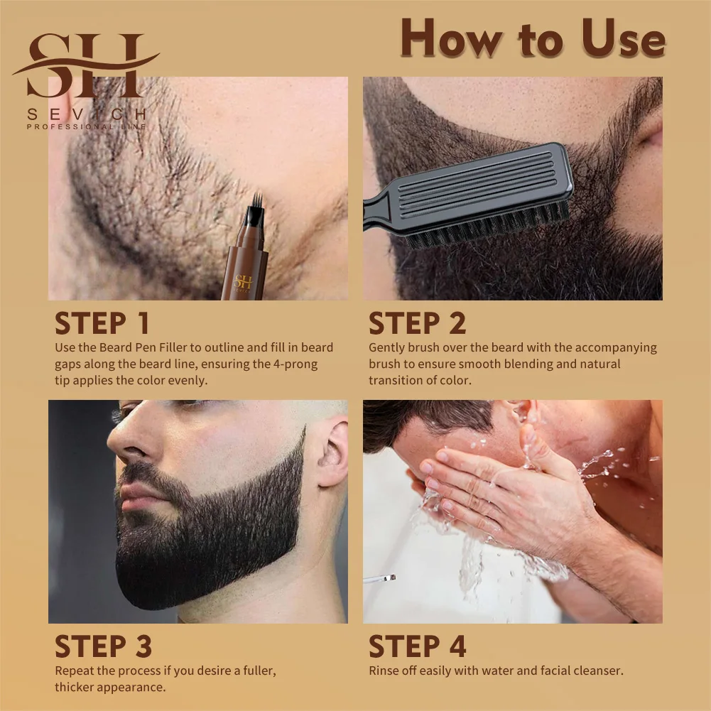 Beard Styling Filler Pen Makeup Brush Thickening Hair Beard Root Touch Up Powder Pen For Men Facial Care