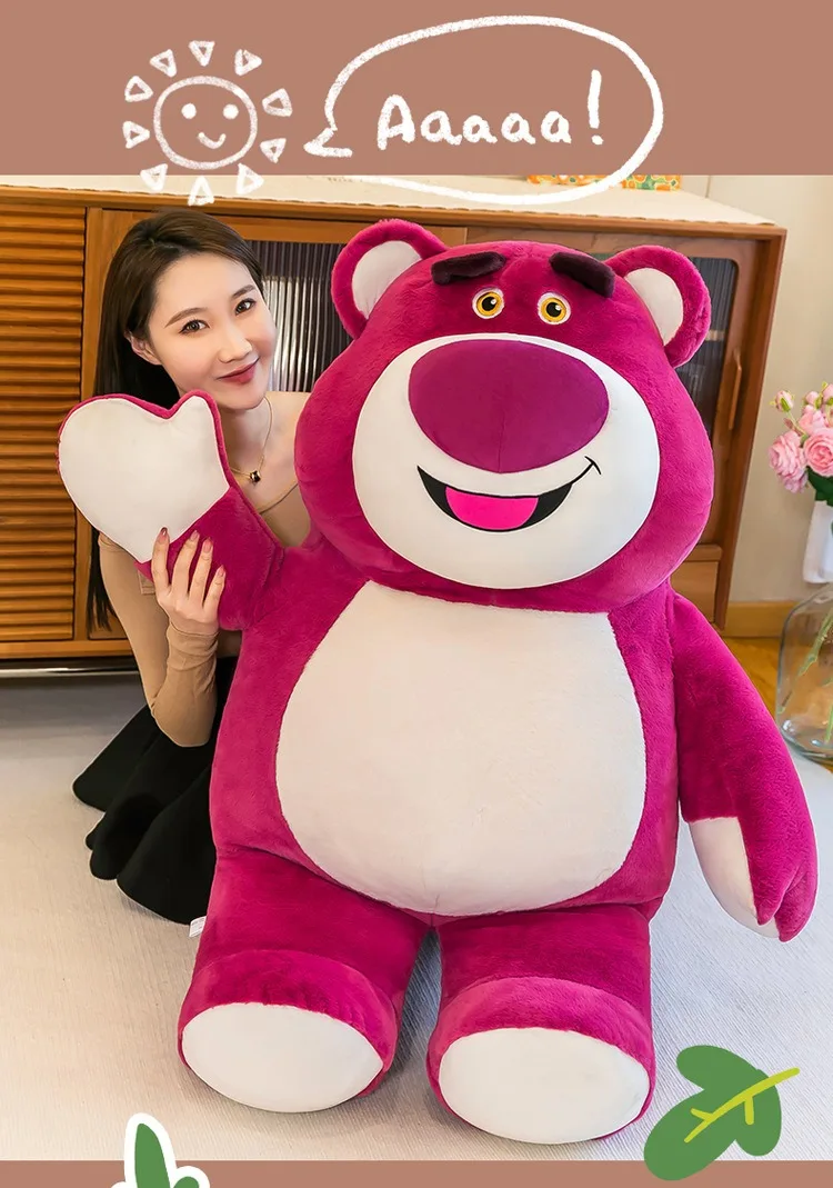 Large Strawberry Bear Plush Toy Soft Sleeping Pillow and Wedding Supplies Manufacturer Wholesale for Birthday Celebrations