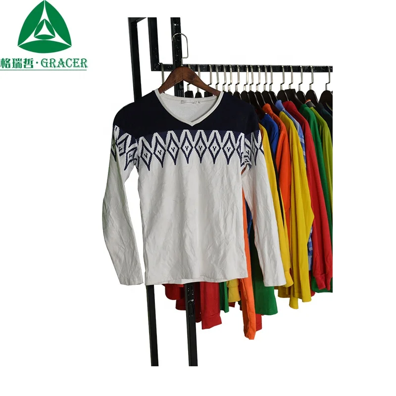 Adult Second Hand Clothes Used Long Sleeve Men T Shirt Low Price Used Clothes