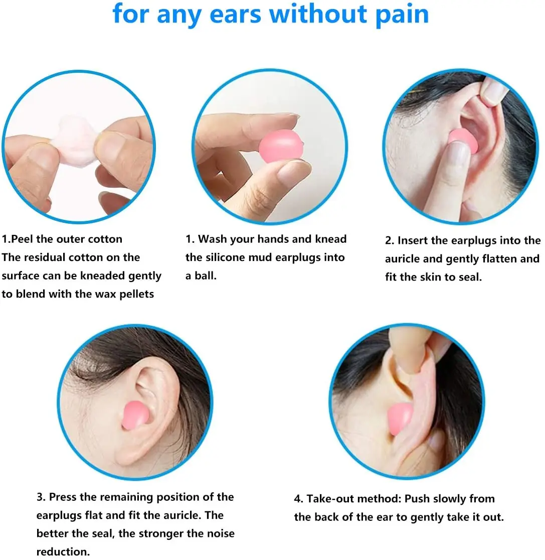 ANT5PPE Silicone Ear Plugs Waterproof Swimming Earplug Soft Wax Moldable Cotton