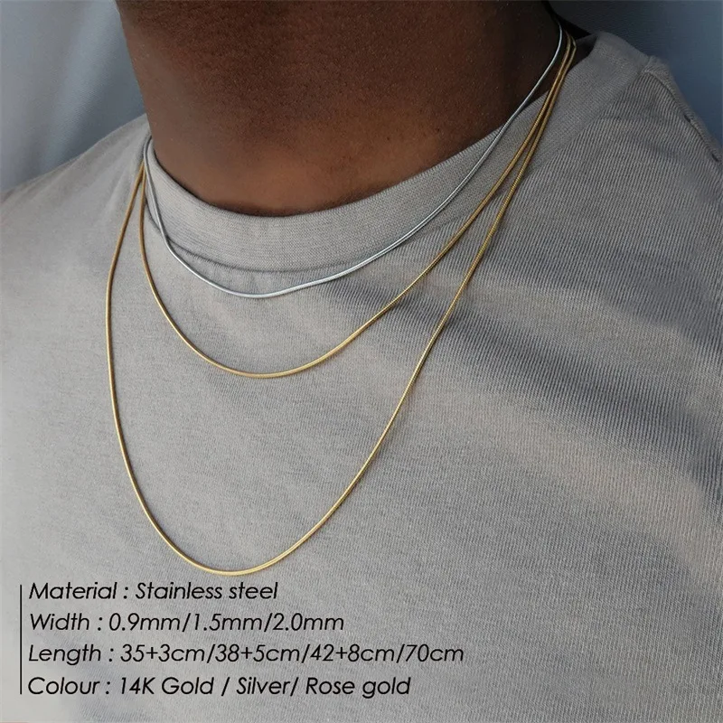 Titanium Steel Snake Chain Necklace for Women, Solid and Shiny Europe and America Style Lock Collar Neck Chain