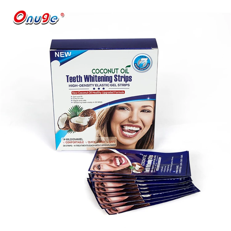 Natural white teeth whitening gel strips kit with 28 pcs custom logo white strips teeth whitening trending