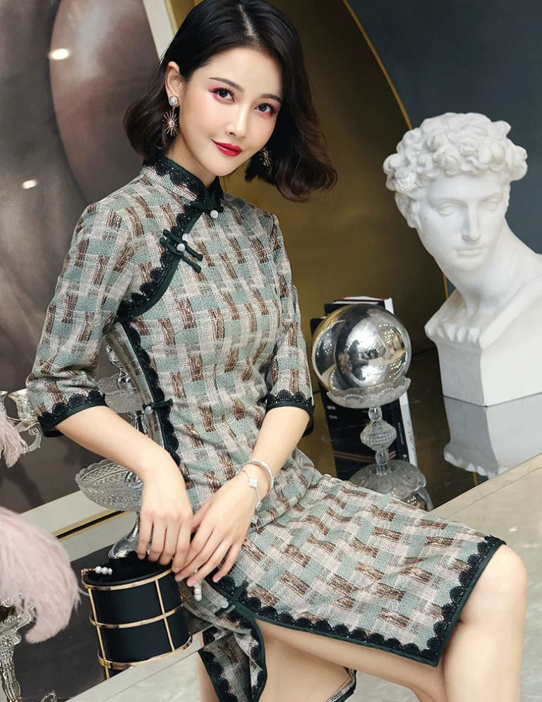 
Chinese Traditional Clothing Costume Dress handmade suede qipao girls Traditional qipao Cheongsam classical suede printing 