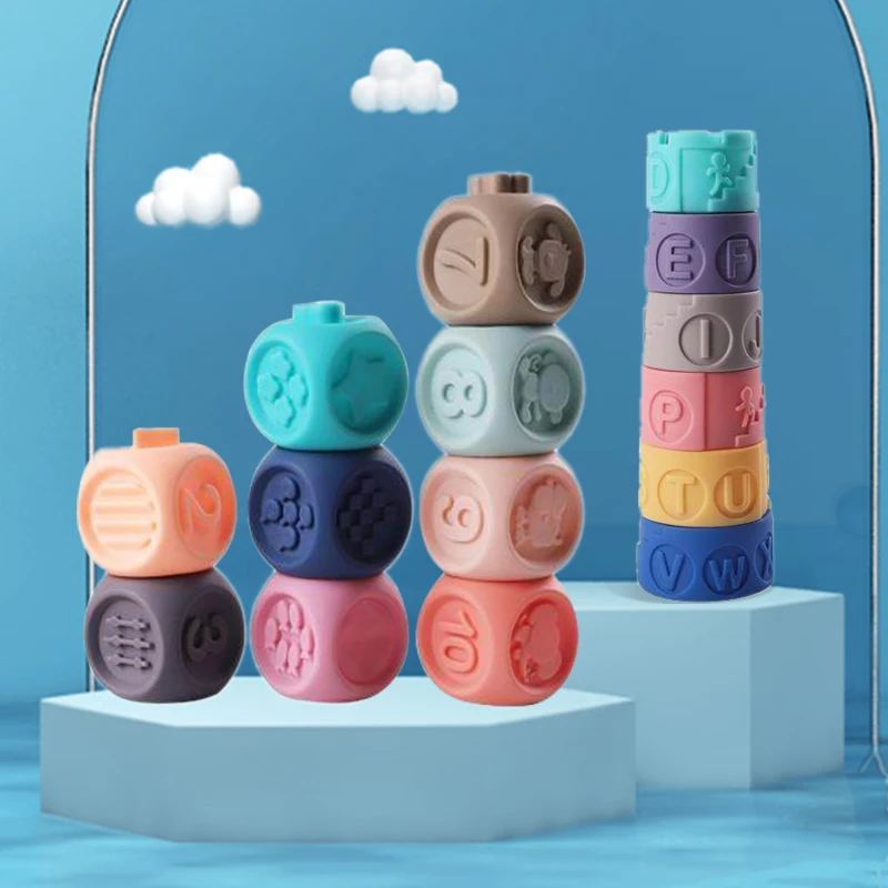 baby soft toys sensory silicone educational building blocks 3d hanging ball babies rubber teether squeeze bath toys for toddlers