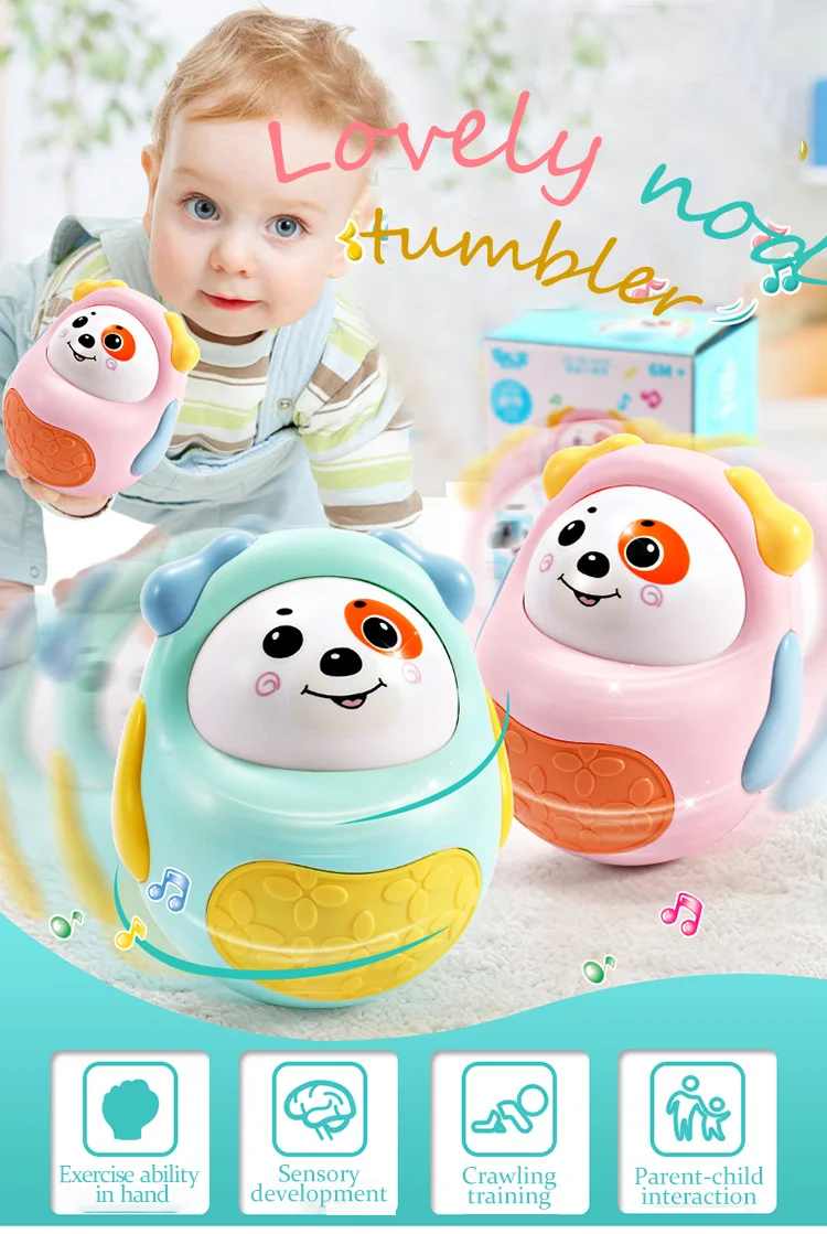 ABS Environmental Protection Materials  Cartoon  Puppy  Rattle Toy Educational Plastic Tumbler  Roly Poly Toy