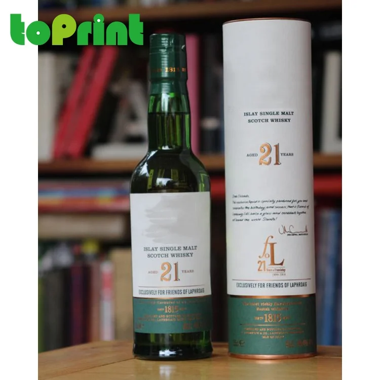 High End Eco Friendly Gift Wines Bottle Packaging Cardboard Cylinder Paper Boxes With Metal Lids