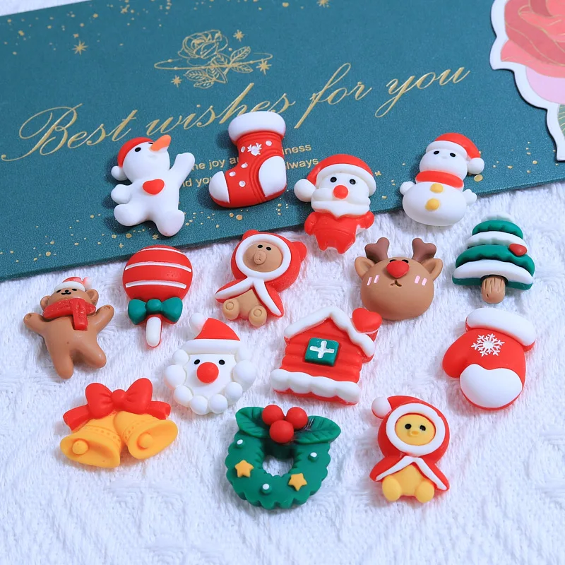 Hot selling Christmas decoration flat back elk resin crafts DIY handcrafted charm cartoon gingerbread man Christmas tree
