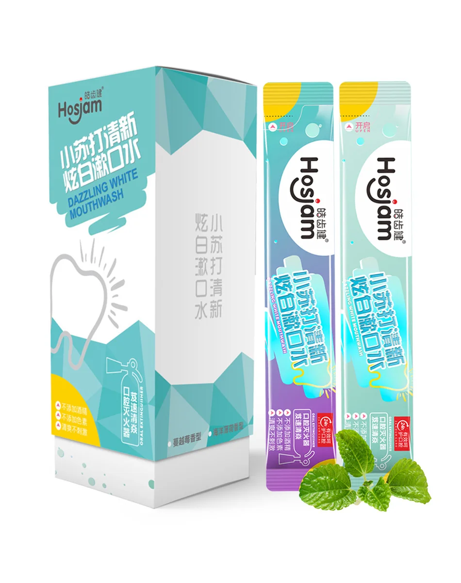 Portable Baking Soda Mouthwash Teeth Whitening Mouth wash In Disposable Sachets