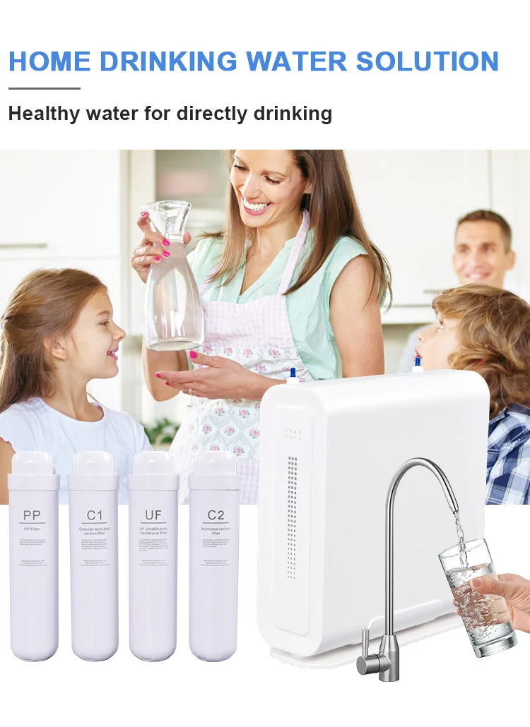 hot sell drinking water machine 4 stages alkaline water electric domestic membrane fast change uf countertop water dispenser