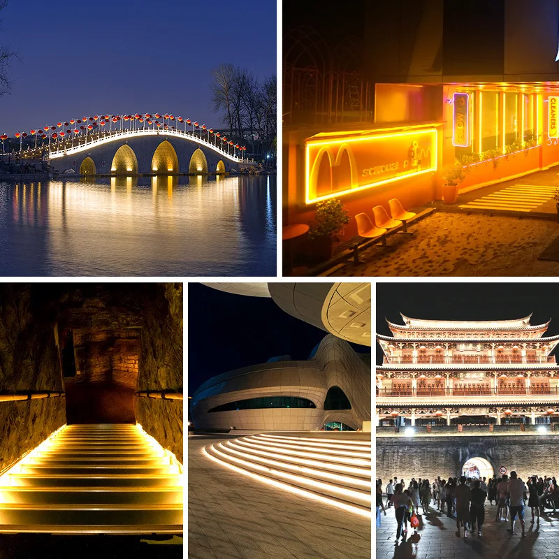 Wholesale Outdoor Decoration PVC Flexible double Row Light Strip Reel Waterproof IP67 SMD 2835 Rope 110V 220V Led Strip Light