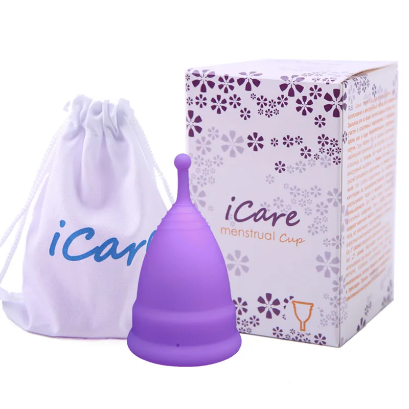 iCare Stockable Wholsale Newest Silicone Women Period Menstrual Cup Designs Spill Free Silikon Menstruation Order