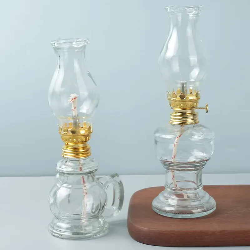 Retro Luxury Glass Kerosene Lamp Sturdy Metal Temple Oil Lamp Stylish Centerpiece for Home Decoration for Easter
