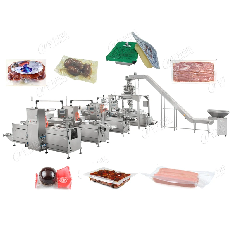 Многофункциональная Автоматическая термоформовочная вакуумная упаковочная машина для сосисок курицы мяса морепродуктов