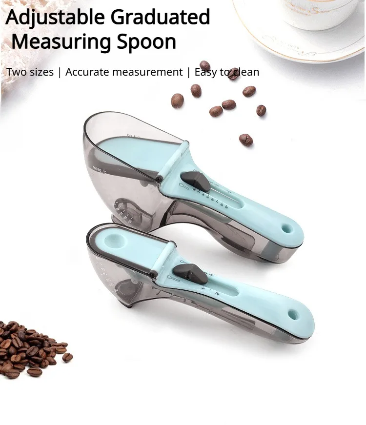 Hot Sale Cube Plastic Scale Measuring Cup Spoon Set Adjustable Home Use-for Liquid Measurements Baking Pets Food Shovel Scoop