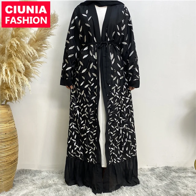 1711# latest Fashion evening dresses ethnic wear long dress dubai isliamic open abaya women clothing 2022