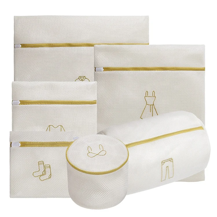 Custom embroidered sandwich net mesh delicate clothes garment washing machine net bag scrubba wash bags