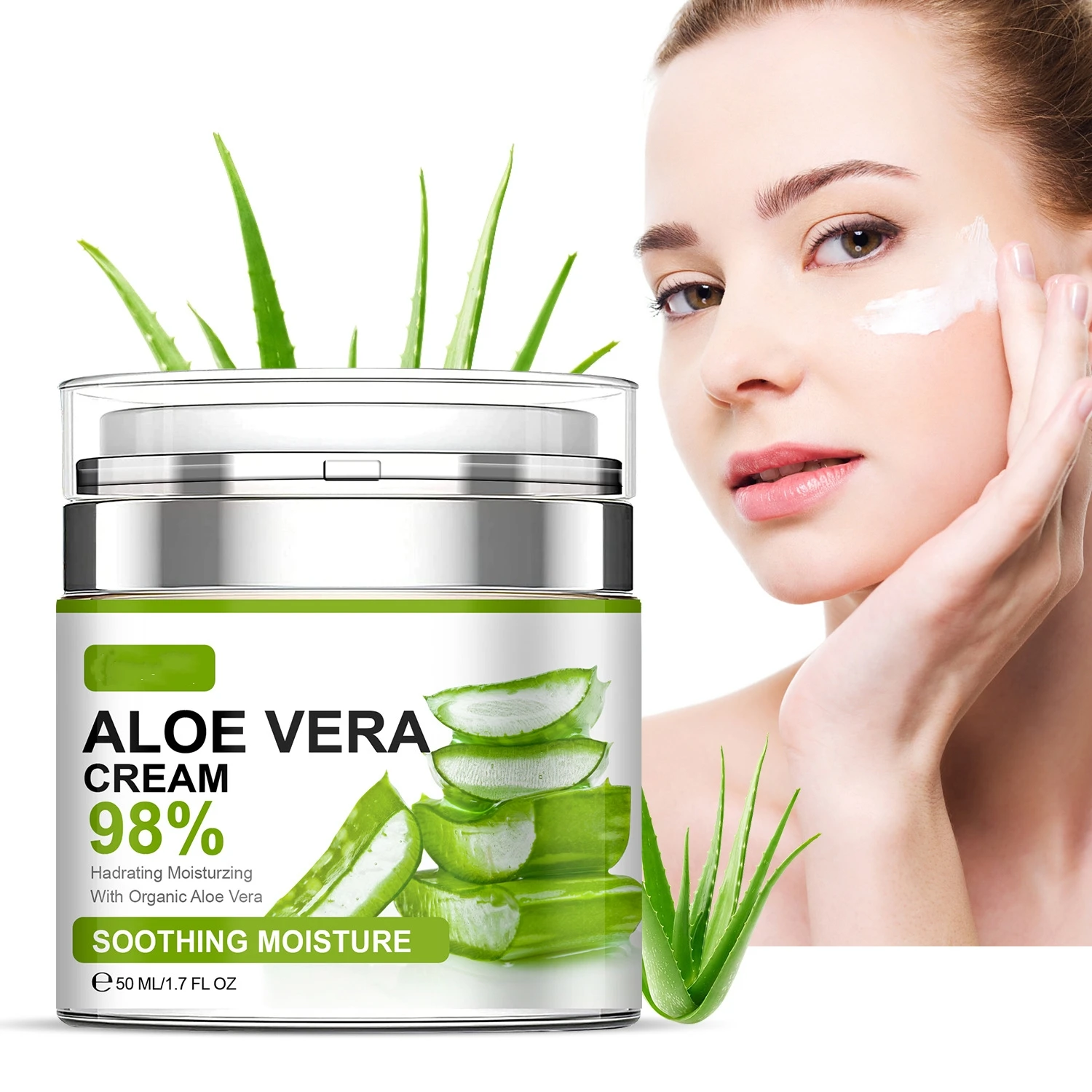 korean organic 98% aloe vera soothing moisturizing face cream hydrating facial moisturizing lotion moisturizer cream for face