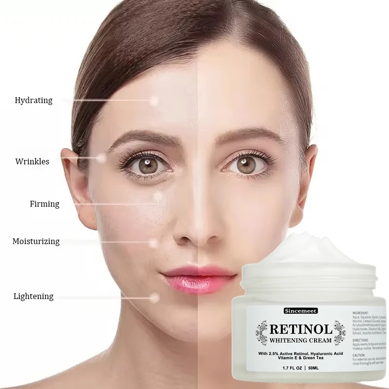 Skincare Hyaluronic Acid Retinol Anti Aging Day Cream Rejuvenating Hydrating Face Moisturizer Reduces Wrinkles & Fine Lines