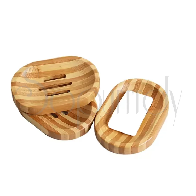 Custom Engraved Logo Printed Eco Friendly Biodegradable Natural Organic Bamboo Bathtub Bathroom Soap Tray Holder Dish