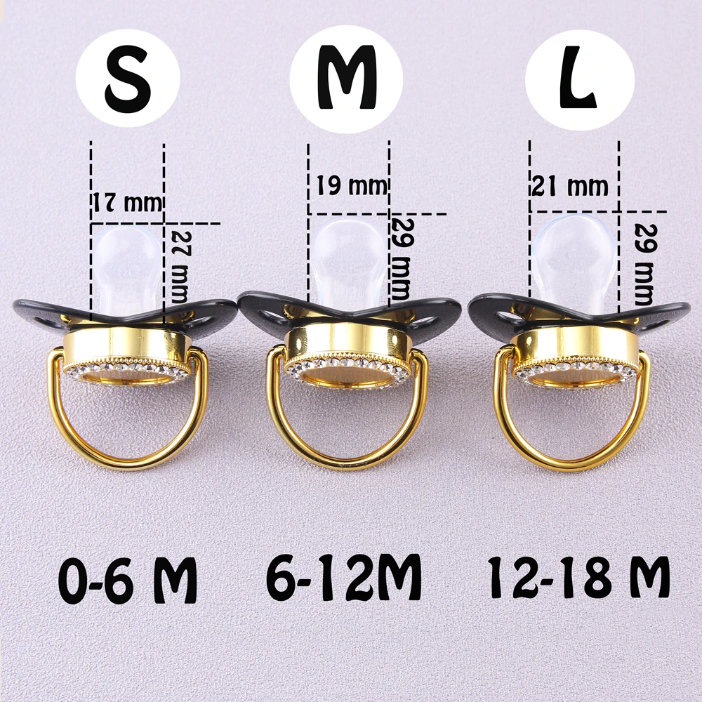 10 Colors Custom Personalized Luxury Newborn Infant Crown Silicone Orthodontic Nipple Golden Sleep Soother Soothing Pacifier