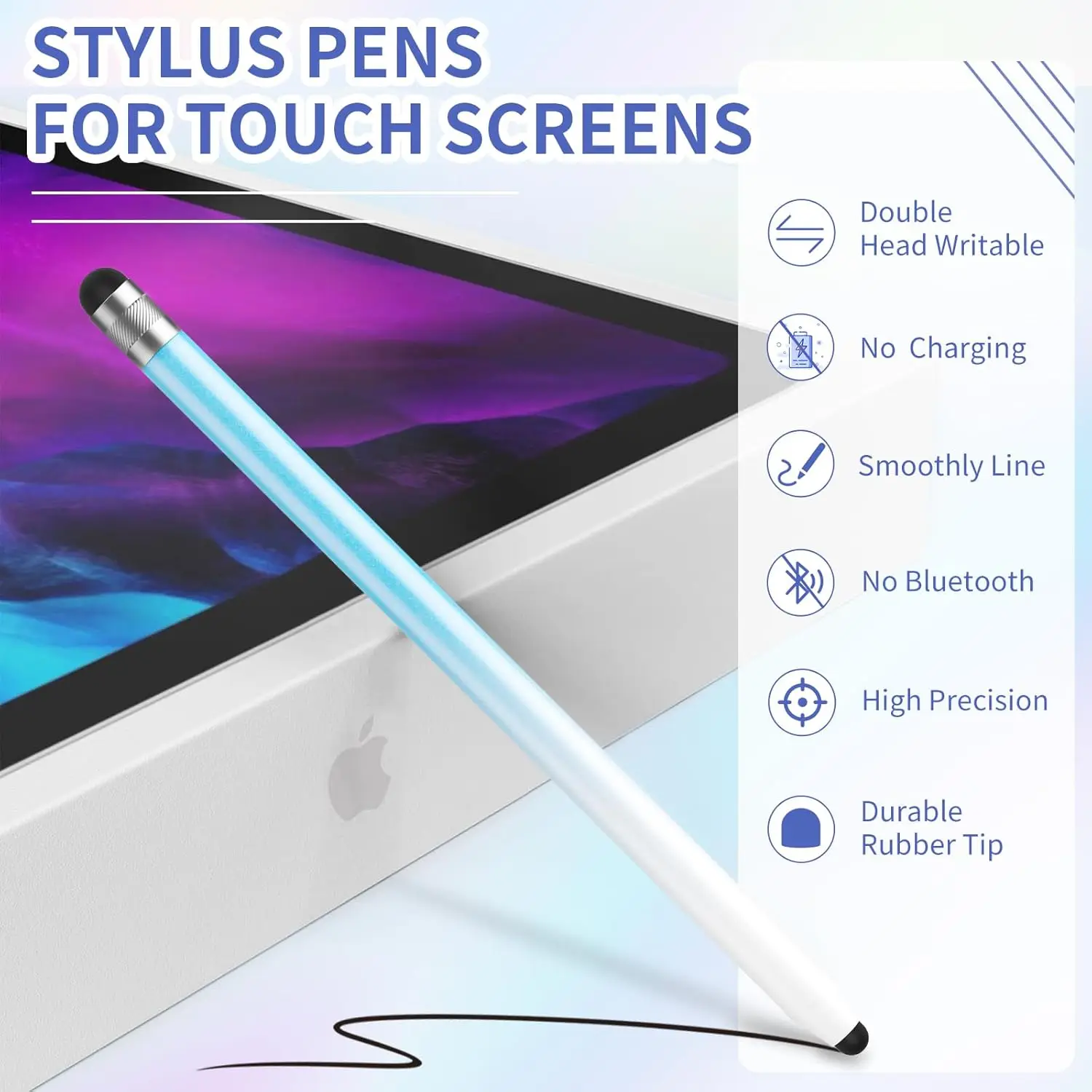 Stylus Pen for Touchscreen, iPad Pencil with High Precision Double Rubber Tips, Compatible with Other Capacitive Touch Screen