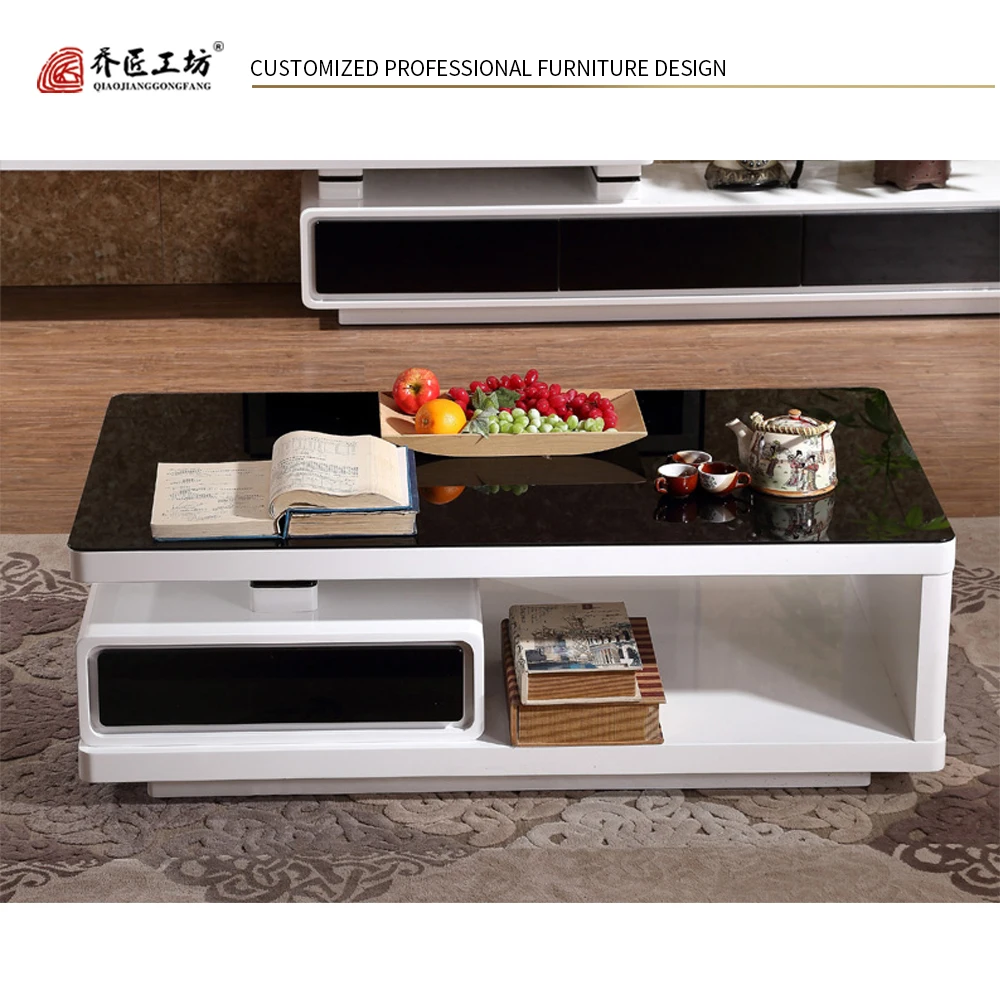 Современная мебель для гостиной черный стеклянный журнальный столик простой деревянный журнальный столик