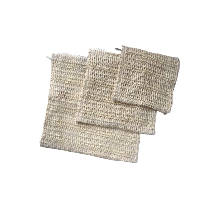 Household Eco Friendly 100% Renewable Body Scrubber Hemp Sisal Washcloth