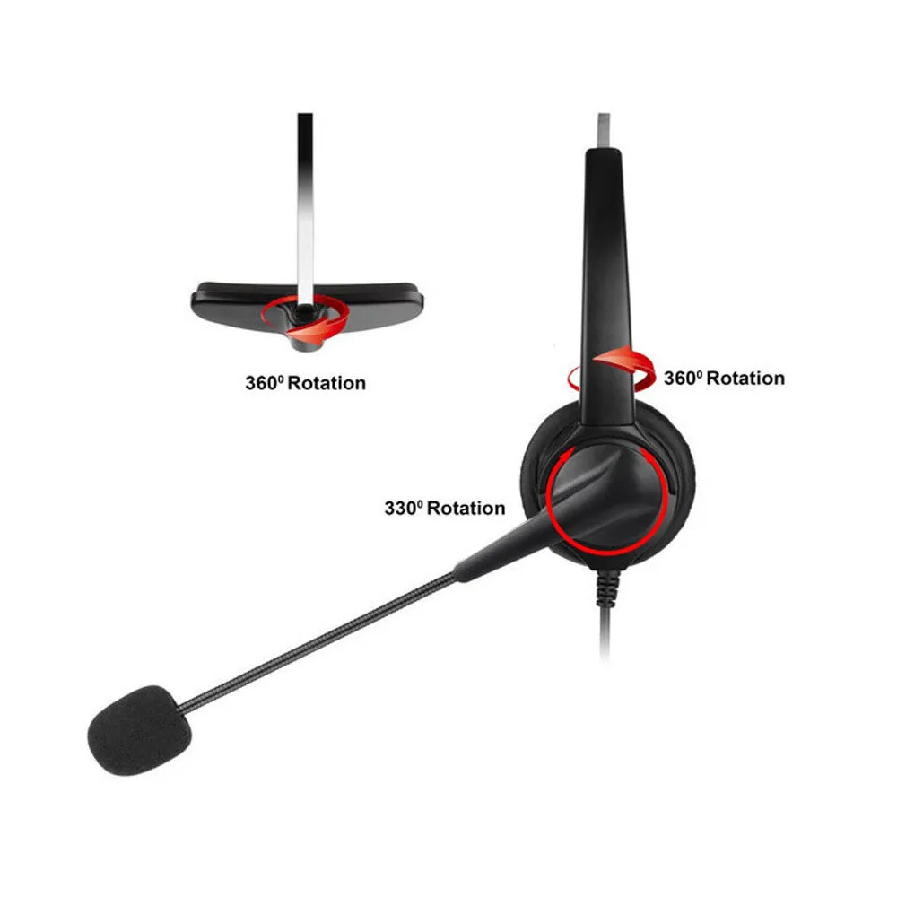 Wired Office and Contact Center Headset with rj11 plug