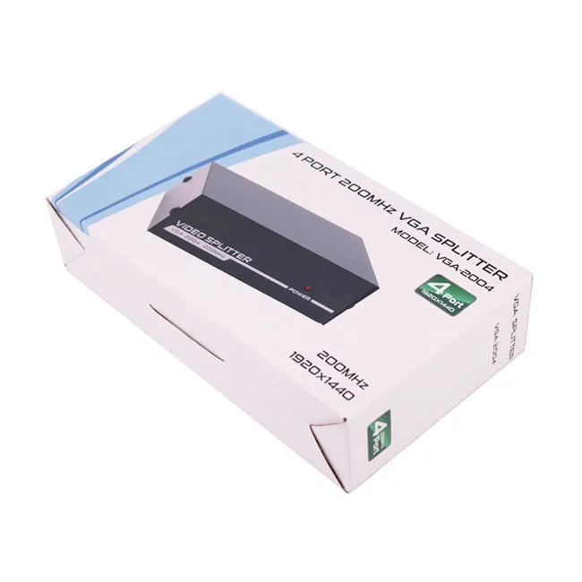 4 порта/пути компактный 200 мГц VGA Splitter Box усиливает сигнал-черный