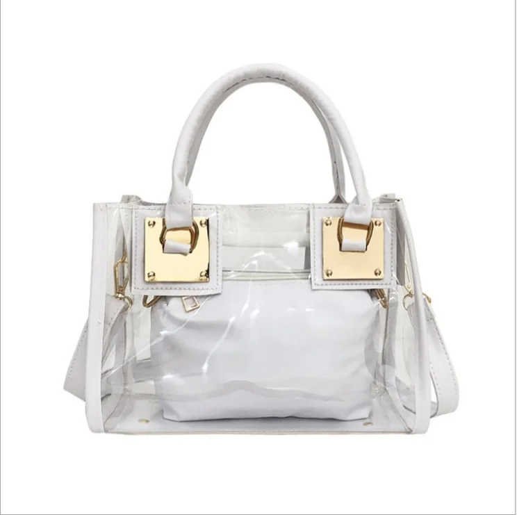 
New arrival large capacity two-piece Laser clear jelly bag wholesales Designer Purse Crossbody Bag for women 