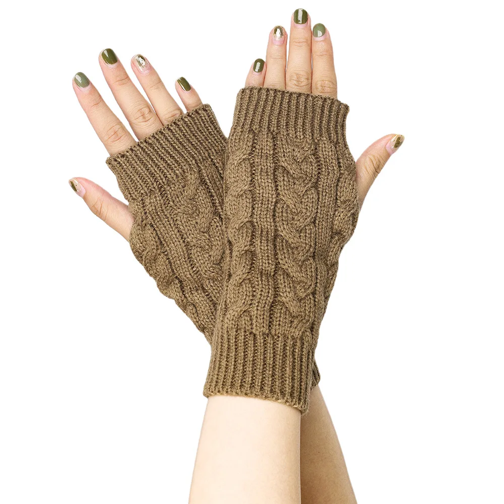 Hot Selling Winter Gloves Warm Yarn Half Finger Short Wrist Finger Arm Cover Winter Warm Acrylic Sleeve Warm Woolen gloves